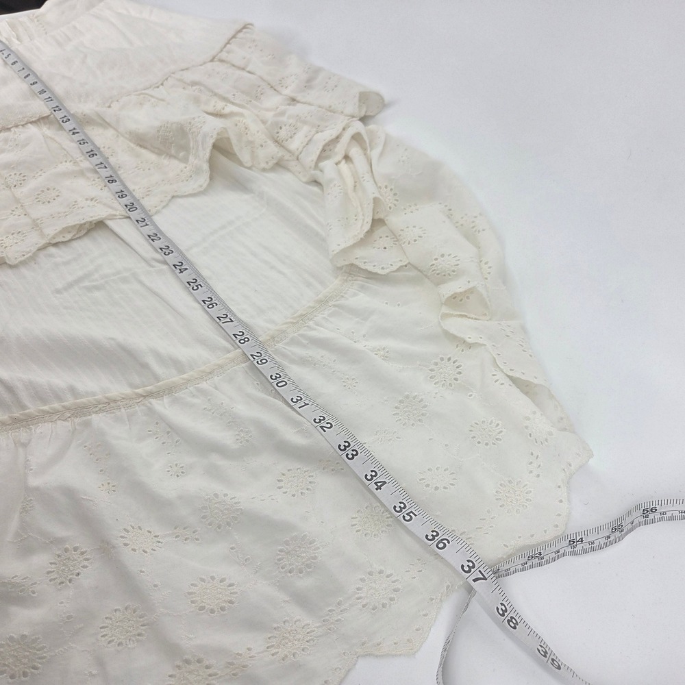 Free People Skirt Large Ivory Eyelet Lace Boho Cottagecore High Low Tiered Skirt - Picture 6 of 8